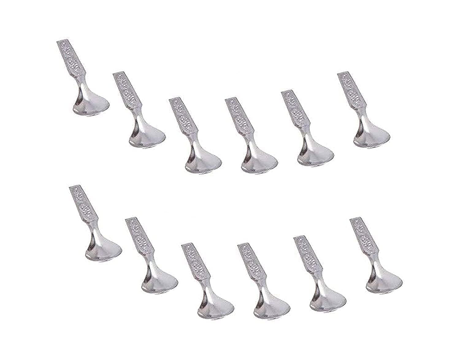 Stainless Steel Spice Box Spoons Set of 12 Stainless Steel Mini Coffee Tea Spoon Stainless Steel Short Handle Spoons (Silver Color)