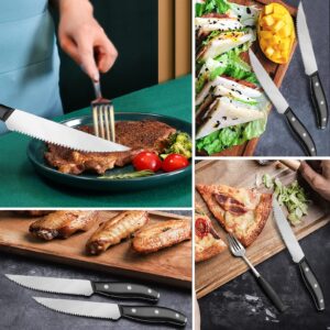 Steak knives 12-Piece Set, Steak Knives Set, 4.6" Highly Resistant and Durable German Stainless Steel Serrated Knife, Sharp Dinner Knives Bread Knife Brisket Knife, Dishwasher Safe Steak Knives