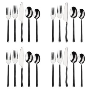 gourmet settings - 20-piece silverware set - montana collection - matte/polished stainless steel flatware sets - service for 4 - kitchen cutlery utensils knife/fork/spoons - dishwasher safe