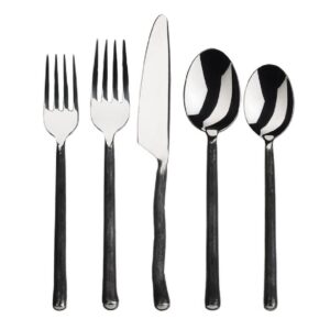 Gourmet Settings - 20-Piece Silverware Set - Montana Collection - Matte/Polished Stainless Steel Flatware Sets - Service For 4 - Kitchen Cutlery Utensils Knife/Fork/Spoons - Dishwasher Safe