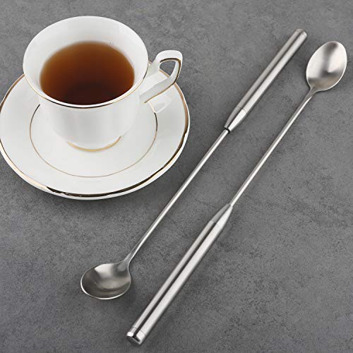 Long Handle Mixing Spoons Stainless Steel Teardrop Bar Drink Cocktail Shaker Stirrer Spoon for Ice Cream Smoothies Malts Milkshakes Juice Coffee Tea Drink (1)