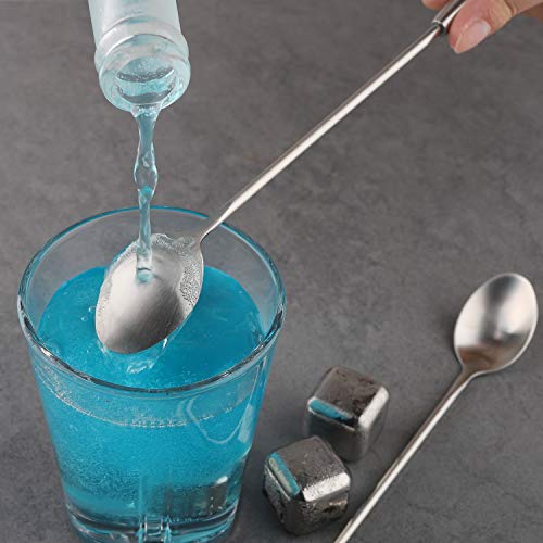 Long Handle Mixing Spoons Stainless Steel Teardrop Bar Drink Cocktail Shaker Stirrer Spoon for Ice Cream Smoothies Malts Milkshakes Juice Coffee Tea Drink (1)