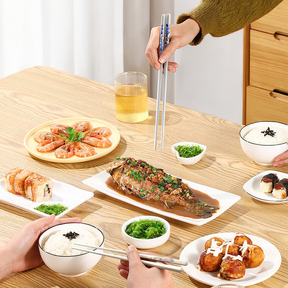 5 Pairs Porcelain Chopsticks Set, 9.6 Inch High-grade Bone Chopsticks, Porcelain Chopsticks Cooking Chopsticks Reusable Ceramic Chopsticks Dishwasher Safe