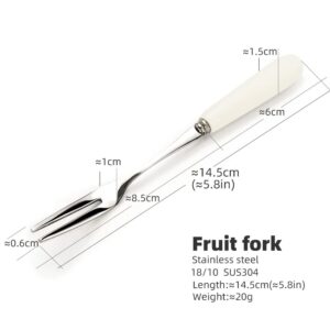 Fruit fork Appetizer Dessert Forks Mini Forks 18/10 Stainless Steel Dessert Teaspoons 8 Packs (Creative Handle material Ceramics) for Party,Banquet,Cocktail, (Set of 8) SUS304