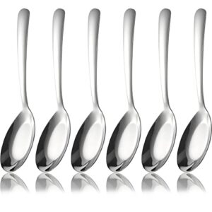 soup spoons stainless steel soup spoons set of 6 long handle dinner spoons silver asian soup spoon for ramen thai miso (sp01)