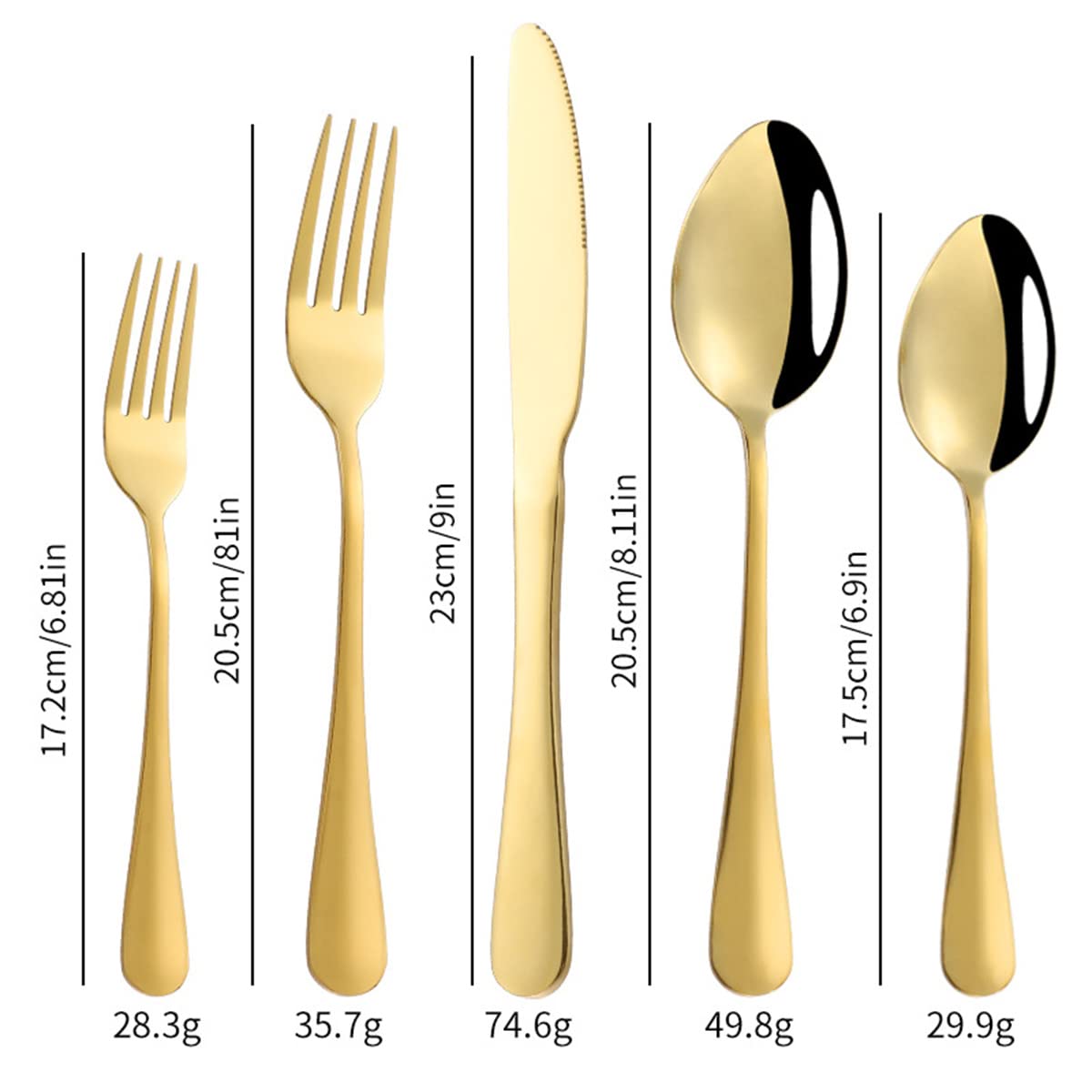 OBTIAN Stainless Steel Customized Flatware Set,Engraving Name Knife Forks Spoon,Personalized names will be engraved on your tableware, Customized Birthday Christmas Gift Gold