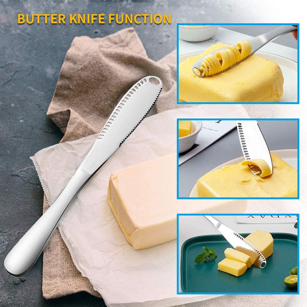 LINKMALL Stainless Steel Butter Spreader Knife, Butter knife for Spreads Butter Cheese and Condiments - Set of 2