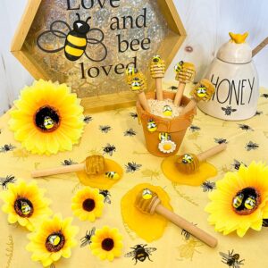 H1vojoxo 135PCS Honey Bee Dipper Artificial Sunflowers Craft Set, Honey Bee Dipper with Sunflowers Craft Kits, Honey Bee Dipper Sunflowers Decor, Honey Bee Themed Party Decor, Sunflowers Party Favor