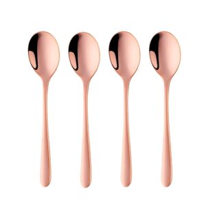 buygo 4-piece espresso coffee spoon 6 inch rose gold small teaspoon copper mini spoons for cake dessert appetizer, dishwasher safe