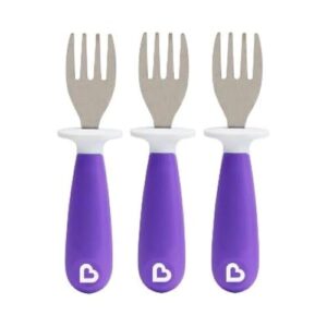 munchkin raise toddler fork set, purple, 3 piece set
