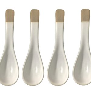 123Arts 4pcs Ceramic Japanese Retro Soup Spoons Dessert Spoons