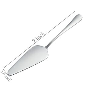 Ymeibe Stainless Steel Cake Server Pack of 10 Pie Holder Transfer Triangular Spade Spatula Serrated Edge for Pizza Cake Baking Safe in Dishwasher (Silver)