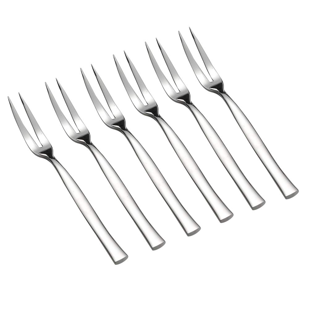 Idotry 8-Piece Stainless Steel 2-Prong Appetizer Forks, Small Forks, Fruit Fork