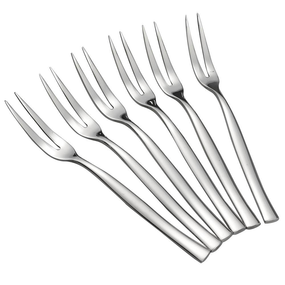 Idotry 8-Piece Stainless Steel 2-Prong Appetizer Forks, Small Forks, Fruit Fork