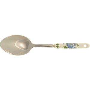 portmeirion botanic garden serving spoon | 12.5 inch serving spoon with porcelain handle | features a hydrangea motif | made from stainless steel and porcelain