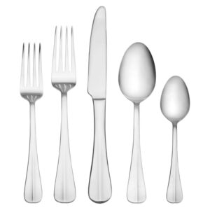 international silver simplicity 53-piece stainless steel flatware set with serving utensil set, service for 8