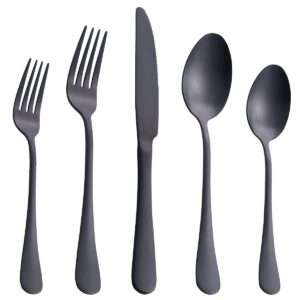joincook matte black silverware set,stainless steel flatware set,20 pieces set cutlery utensils set service for 4,spoons and forks set, dishwasher safe