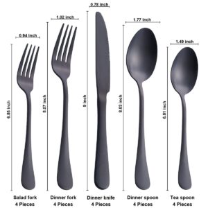 Joincook Matte Black Silverware Set,Stainless Steel Flatware Set,20 Pieces Set Cutlery Utensils Set Service for 4,Spoons and Forks Set, Dishwasher Safe