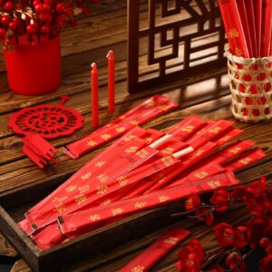 Sabary 1000 Pairs Bamboo Chopsticks Disposable Sleeved and Separated Chop Sticks Quality Chopsticks Disposable UV Treated(Joyous, Joyous)