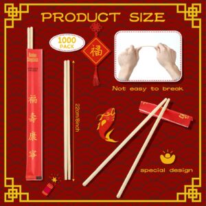 Sabary 1000 Pairs Bamboo Chopsticks Disposable Sleeved and Separated Chop Sticks Quality Chopsticks Disposable UV Treated(Joyous, Joyous)