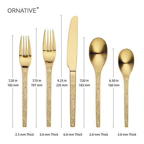 20 Piece Matte Gold Embossed Eve Pattern Handle Silverware Set, Ornative Eve Flatware Cutlery Set Service for 4, Includes Knives, Forks, Spoons, Stainless Steel Utensil Set, Dishwasher Safe