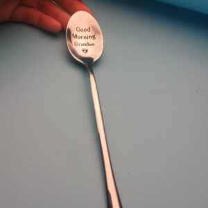 Gift for Grandma Grandmother from Grandson Granddaughter Good Morning Grandma Spoon for Grandmom Grandmama Mothers Day Birthday Gifts for Grandmommy Nana Coffee Spoons