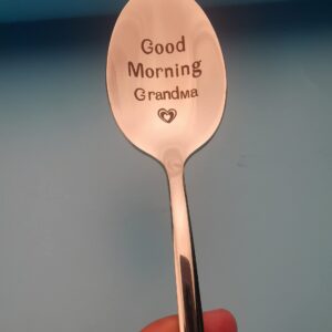 Gift for Grandma Grandmother from Grandson Granddaughter Good Morning Grandma Spoon for Grandmom Grandmama Mothers Day Birthday Gifts for Grandmommy Nana Coffee Spoons