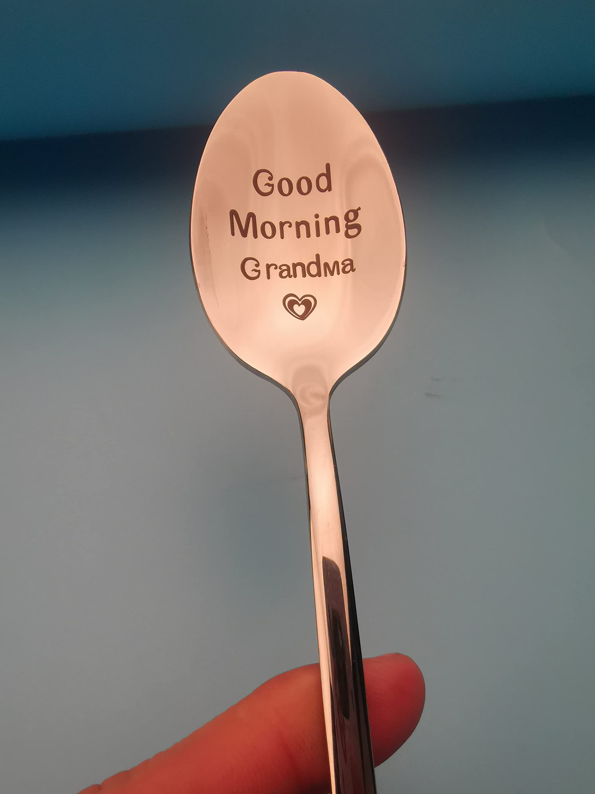 Gift for Grandma Grandmother from Grandson Granddaughter Good Morning Grandma Spoon for Grandmom Grandmama Mothers Day Birthday Gifts for Grandmommy Nana Coffee Spoons