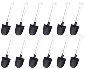 cxp good goods mini shovel shape spoons,disposable plastic dessert spoon (60 pcs), black,white