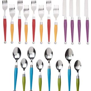 Gibson Art Deco Green Blue Red Yellow 20 Piece Flatware Silverware Set