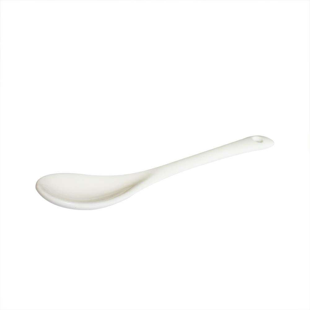 Xmomx 6 pcs Porcelain Egg Spoons Ceramic Spoons White 5 inch Coffee Dessert Yogurt Tea milky tea