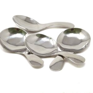 honbay 4pcs stainless steel short handle spoon for salt condiments dessert tea coffee (silver)
