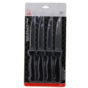 Chef Craft Select Steak Knife Set, 4.5 inch blade 8.25 inches in length 4 piece set, Black