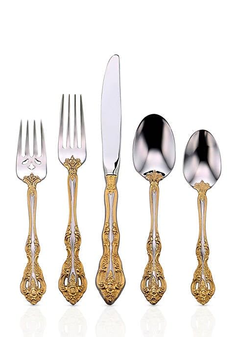 Oneida F100020Al20 Golden Michelangelo 20 Piece Fine Flatware Set, Service For 4, Metallic