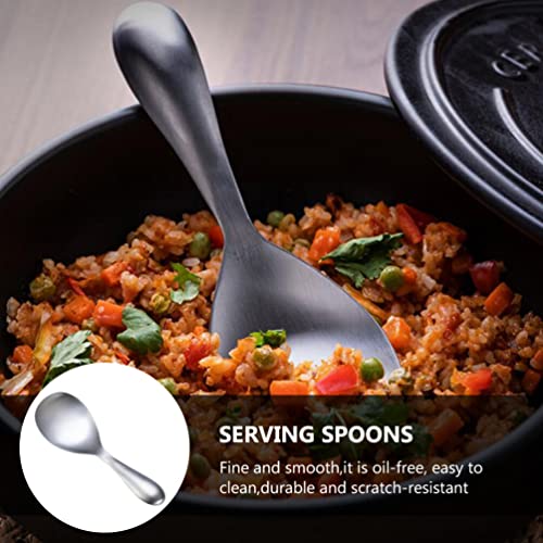Cabilock Rice Paddle Spoon Non- Stick Food Serving Spoon Stainless Steel Rice Spoon Scoop Kitchen Utensils for Home Restaurant Hotel Silver