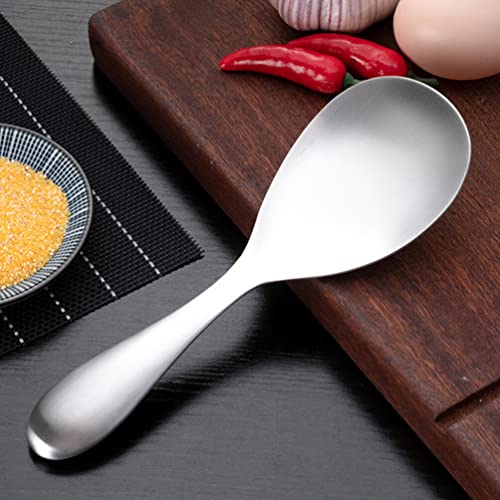 Cabilock Rice Paddle Spoon Non- Stick Food Serving Spoon Stainless Steel Rice Spoon Scoop Kitchen Utensils for Home Restaurant Hotel Silver