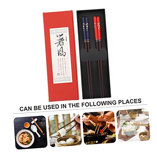 UPKOCH 4 Pairs Wood Chopsticks Travel Utensil Set Asian Gifts Travel Set Reusable Wooden Chopsticks Korean Chopsticks Chinese Wooden Chopsticks Couple Chopsticks for Eating Hot Pot Gift