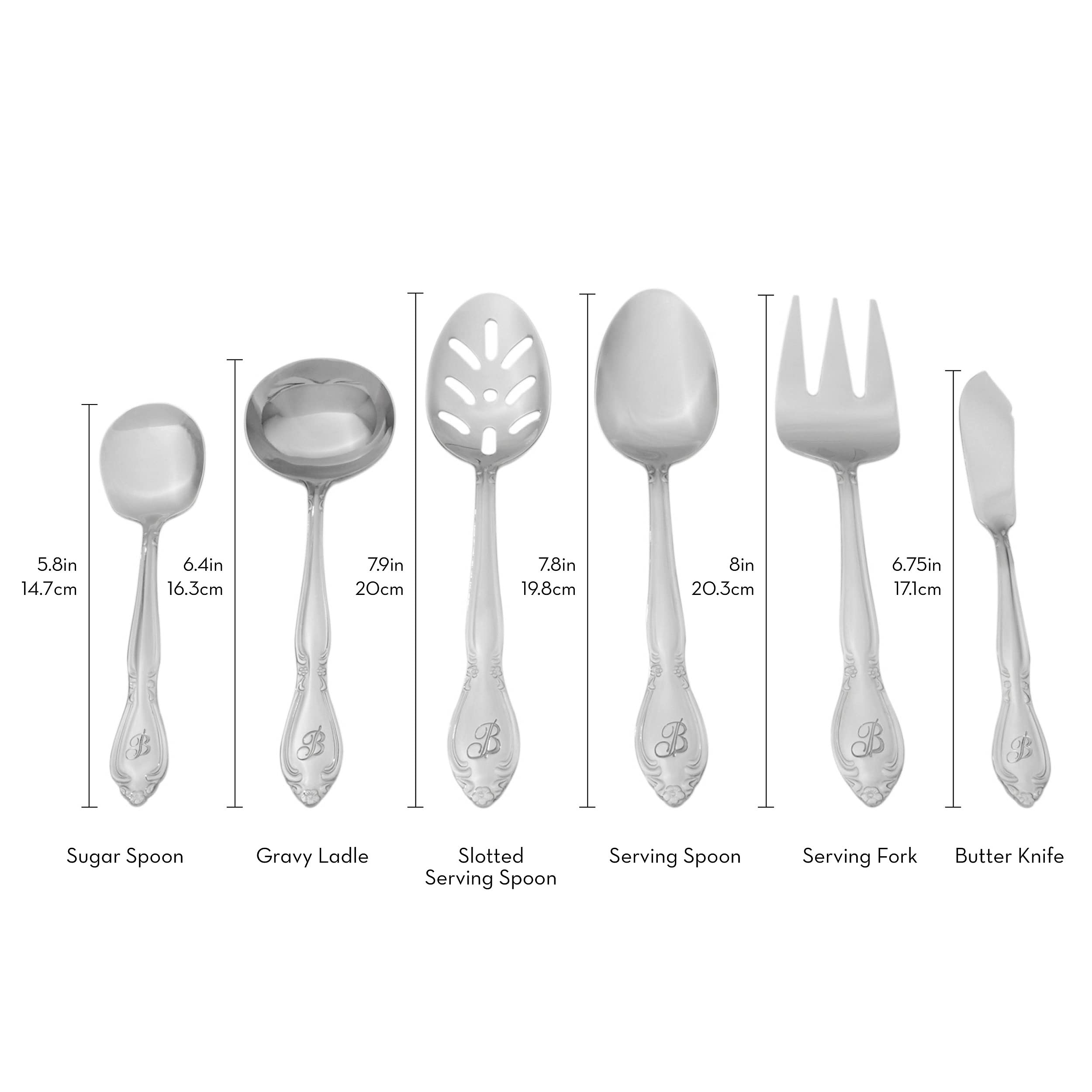 RiverRidge 5417-843-P Rose 46 Piece Monogrammed Flatware Set, Letter P, No size, Silver