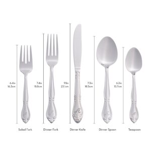 RiverRidge 5417-843-P Rose 46 Piece Monogrammed Flatware Set, Letter P, No size, Silver