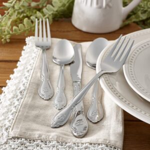 RiverRidge 5417-843-P Rose 46 Piece Monogrammed Flatware Set, Letter P, No size, Silver