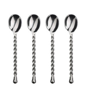 gourmet settings 4-piece mini spoons set-silver tear collection polished small stainless steel teaspoons, demitasse espresso cutlery, dishwasher safe