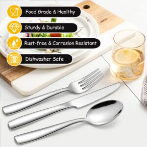 LIANYU Silverware Set, 45-Piece Flatware Set with Serving Utensils, Stainless Steel Cutlery Flatware Set for 8, Eating Utensils Tableware with Knife Fork Spoon, Mirror Finish, Dishwasher Safe