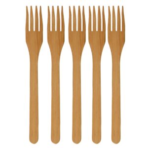 bamboomn premium solid bamboo dinner fork 8" - all natural reusable dinnerware - 100 pcs