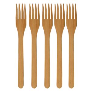 BambooMN Premium Solid Bamboo Dinner Fork 8" - All Natural Reusable Dinnerware - 100 pcs