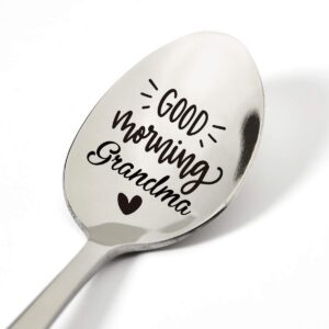 great grandma gifts from granddaughter grandson wife, funny good morning grandma spoon engraved stainless steel, tea coffee lovers gifts, best birthday valentine mother's day christmas gift