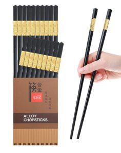 10 pairs reusable chopsticks dishwasher safe,9.5 inch fiberglass chop sticks multipack metal japanese korean chopsticks for food