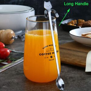 Maydahui 4PCS Cat Spoon Bear Coffee Tea Spoon Long Handle 7.8 inch 18/10（304）Stainless Steel Hanging Coffe Mixing Cocktail Stirring Animal Spoons Scoops for Mug