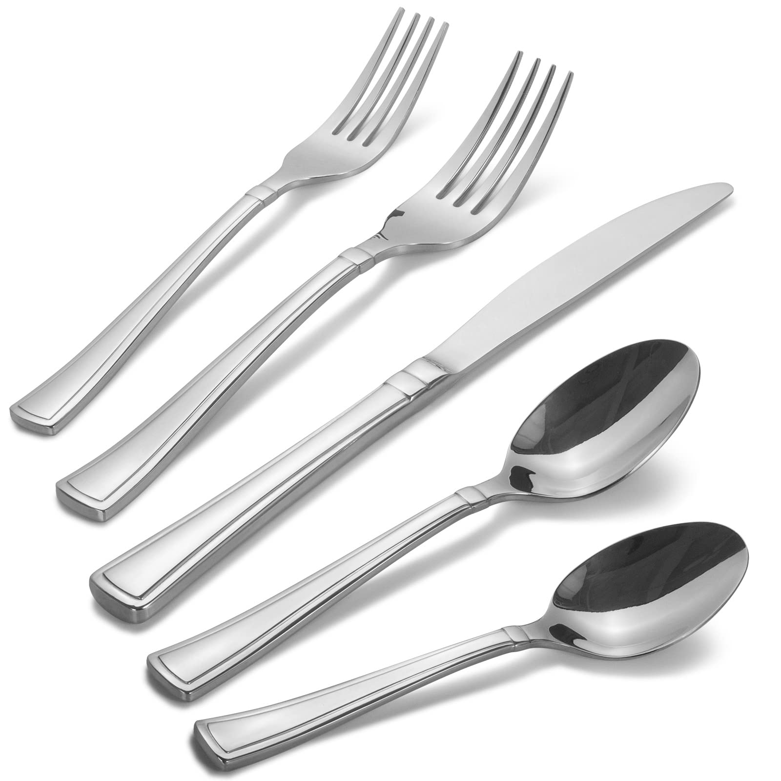 Alata Moss 20 Piece Silverware Set Service for 4,Premium Stainless Steel Flatware, Mirror Polished Cutlery Utensil Set,Durable Tableware Set,Include Fork Knife Spoon Set,Dishwasher Safe