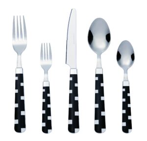 bon fusion 20-piece stainless steel flatware silverware cutlery set - black, include knife/fork/spoon, mirror polished, dishwasher safe, service for 4