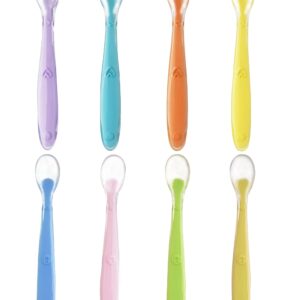 8 Pcs Silicone Baby Spoons First Stage, Baby Spoons Self Feeding 6+ Months, Toddler Utensils for Baby Led Weaning